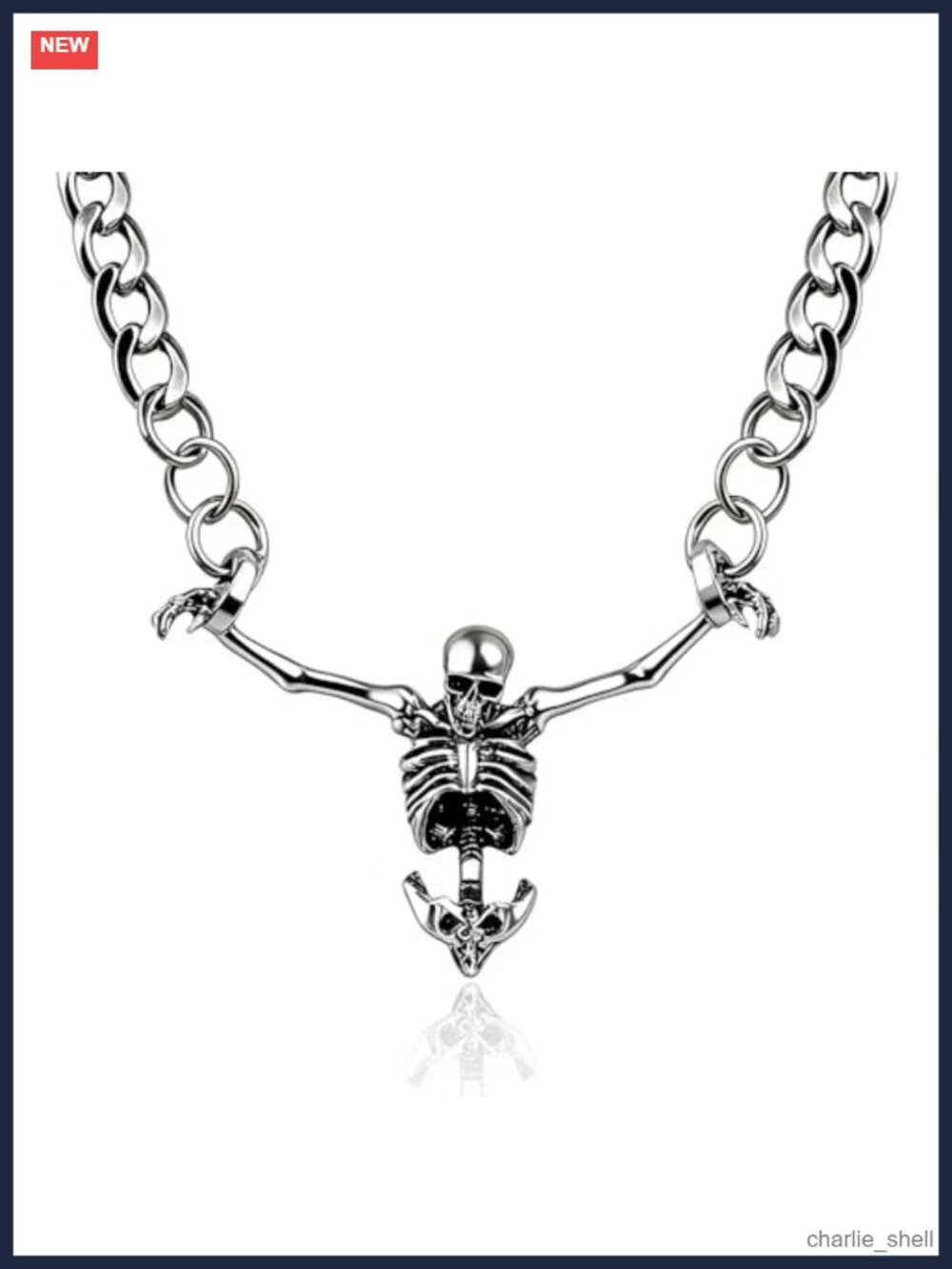 Stainless Steel Cuba Skull Necklace Anchor Pendant Punk Hip Hop